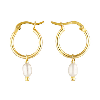 CLASSIC PEARL HOOPS GOLD - BONDI JEWELS