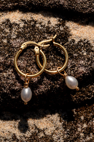 CLASSIC PEARL HOOPS GOLD VERMEIL - BONDI JEWELS