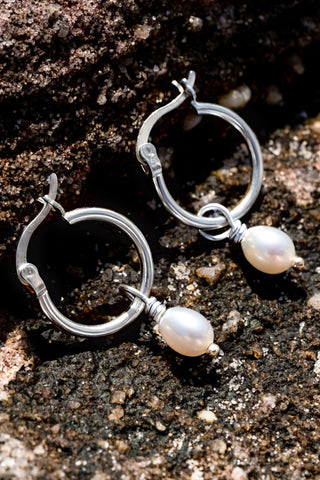 CLASSIC PEARL HOOPS STERLING SILVER - BONDI JEWELS