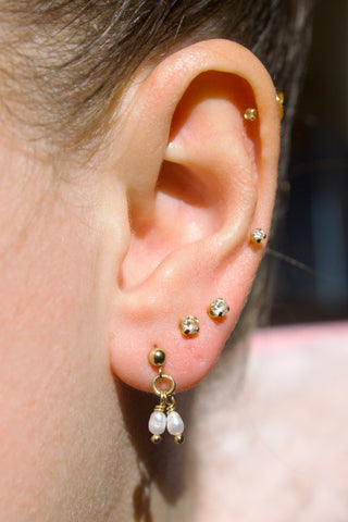 DOUBLE FINE PEARL STUDS GOLD FILLED - BONDI JEWELS