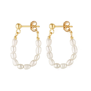 BEADED PEARL HOOPS GOLD - BONDI JEWELS