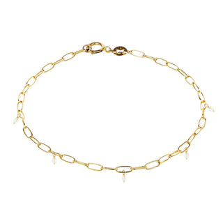 FINE PEARL PAPERCLIP CHAIN BRACELET GOLD FILLED - BONDI JEWELS