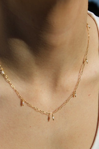 FINE PEARL PAPERCLIP CHAIN NECKLACE - BONDI JEWELS