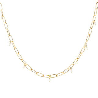 FINE PEARL PAPERCLIP CHAIN NECKLACE - BONDI JEWELS