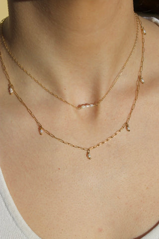 FINE PEARL PAPERCLIP CHAIN NECKLACE - BONDI JEWELS