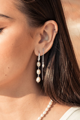 FINE PEARL THREADERS STERLING SILVER - BONDI JEWELS