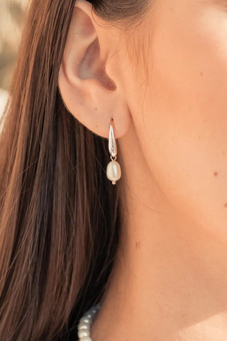 FRENCH PEARL EARRINGS STERLING SILVER - BONDI JEWELS