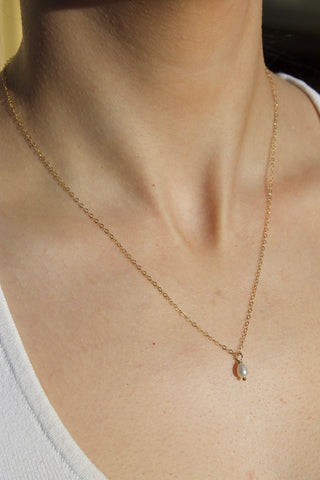 PEARL DROP NECKLACE GOLD FILLED - BONDI JEWELS
