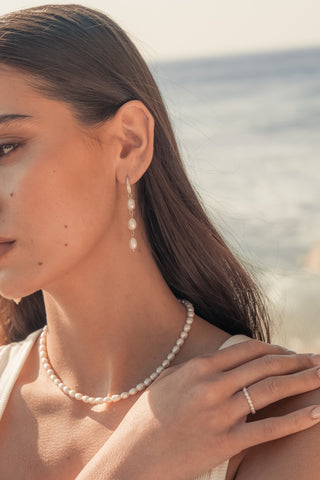 TRIO OF PEARLS EARRINGS - SILVER